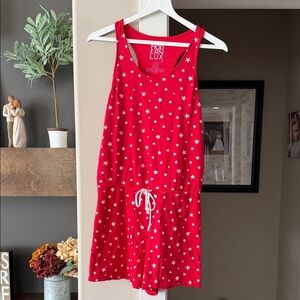 Modern Lux Red Jumpsuit with White Stars